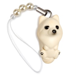 DN-1802 [Dog 92 ビーズストラップ Pomeranian ポメラニアン / ホワイト]