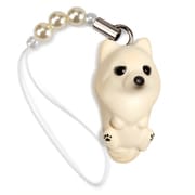 DN-1802 [Dog 92 ビーズストラップ Pomeranian ポメラニアン / ホワイト]