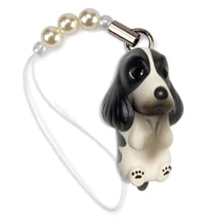 DN-2103 [Dog 92 ビーズストラップ English Cocker Spaniel イングリッシュコッカースパニエル / ブラックホワイト]