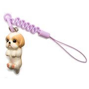 MS-5001 [お犬様 vol.2 松葉紐ストラップ プチコード Shih Tzu シーズー / ゴールドホワイト]