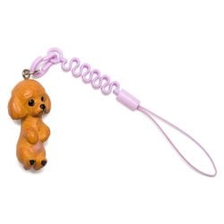 MS-8001 [お犬様 vol.2 松葉紐ストラップ プチコード Toy Poodle トイプードル / レッド]