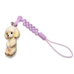 MS-8002 [お犬様 vol.2 松葉紐ストラップ プチコード Toy Poodle トイプードル / ホワイト]