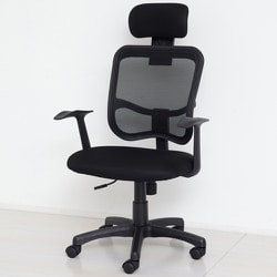23382 [メッシュハイバックチェア肘付 ブラック]