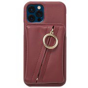 ML-CSIP20L-2CRMR [iPhone 12/12 Pro 用 Clutch Ring Case maroon 背面ケース ポーチ/リング付き]