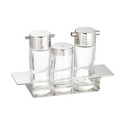 ETK-4310 [調味料入れ 3点セット ステンレス蓋 業務用 カスターセット 転倒防止トレー付 ガラス スマート 日本製]