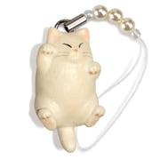N-2306 [猫どん でぶ猫 白 ビーズストラップ]