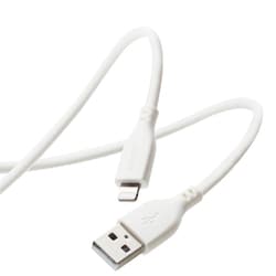 USB Type-A to Lightningケーブル 高耐久 シリコン素材 MFI認証 1.0m ホワイト MPA-UALSS10WH