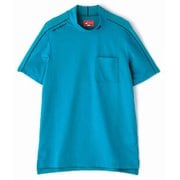 22SS 012-2166001-113-4 [ゴルフシャツ メンズ インターロックピケ×ハニカムカノコ 半袖 モックネック プルオーバー サイズ：4 ブルー]