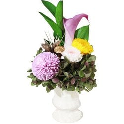 プリザーブドフラワー 仏花 偲 花器付き AKM-002