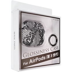 ROYALPARTY GLOSSINESS CASE/パイソン/ダークグレー AirPods（第3世代）用 MD-75006-1