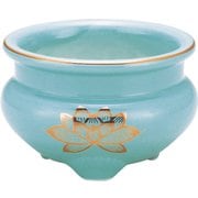 10T084 [仏具 香炉 青磁上金ハス 4.0寸 ブルー]