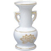10T041-03 [仏具 花立 白上金ハス 並仏花 小 ホワイト]