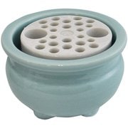 10T054 [仏具 香炉 青磁無地多孔盤 3.5寸]