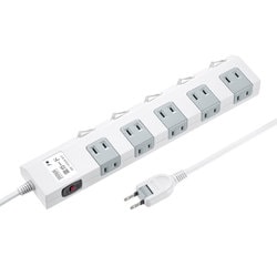 電源タップ 雷ガード マグネット 10個口 3m 一括スイッチ 個別スイッチ 折りたたみ式プラグ ACアダプタ対応 ブレーカー内蔵 固定穴 絶縁キャップ付き 2ピン ホワイト TAP-SP2110SW-3