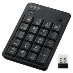 無線静音テンキーパッド USB接続 抗菌 ブラック TK-TDM022SKBK