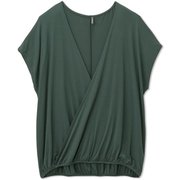 コンフォートクロスオーバートップ COMFORT CROSSOVER TOP DA522101 ダークグリーン(DG) Mサイズ [フィットネス ヨガ シャツ レディース]