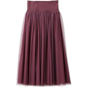 チュールギャザードスカート TULLE GATHERED SKIRT DA422153 ブラックベリー(KB) Lサイズ [フィットネス ヨガ スカート レディース]