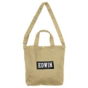 22229064 [EDWIN ボックスロゴ ショルダートートバッグ Lサイズ 大容量 2WAY BEIGE]