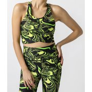 スローカシュクールグラフィックミディアムトップ Slow Cachecoeur GP Medium Top SFW72236 ブラック×ライム(KL) Mサイズ [フィットネス ヨガ カップ付きシャツ 水陸両用 レディース]