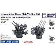 1/350 レジン製ディティールアップパーツ WS35004 WW.II ドイツ海軍 20mm Flak C38 四連装対空砲 [プラモデル用パーツ]