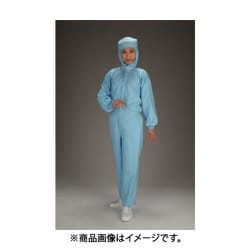 EA996DE-13 [クリーンルーム用フード付継ぎ服（青/センターファスナー） LL]