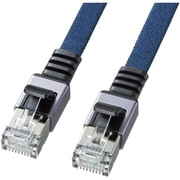 LANケーブル 10m CAT6A フラットタイプ ブルー 爪折れ防止 メッシュケーブル ケーブル厚2.1mm高耐久 薄型 より線 断線しにくい 衝撃に強い UTP ストレート結線 RJ45 KB-FL6AME-10BL