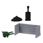 NA-51 Nゲージ 構内アクセサリー C 焼却炉 A・一輪車・ブロック塀・灰 各1入 [鉄道模型用レイアウト用品]