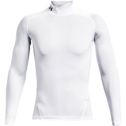 ヒートギアアーマー コンプレッション ロングスリーブ モック シャツ 1369606 White/Black(100) LGサイズ [機能性スポーツウェア シャツ メンズ]