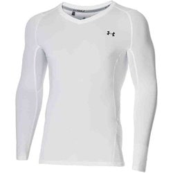 ヒートギア フィッティド ロングスリーブ Vネック シャツ HEATGEAR FITTED LONG SLEEVE V-NECK SHIRT 1371673 WHT/BLK(100) XLサイズ [ゴルフ インナーシャツ メンズウェア]