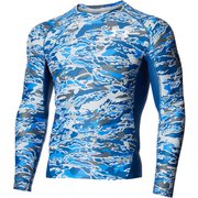 アイソチル コンプレッション ロングスリーブ シャツ プリント ISO-CHILL Comp LS Printed 1371893 Deep Sea(458) MDサイズ [コンディショニングウェア シャツ メンズ]