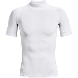 ヒートギアアーマー コンプレッション モック ショートスリーブ シャツ HG Armour Comp Mock SS 1372586 WHT/BLK(100) SMサイズ [ランニングウェア シャツ メンズ]