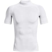 ヒートギアアーマー コンプレッション モック ショートスリーブ シャツ HG Armour Comp Mock SS 1372586 WHT/BLK(100) SMサイズ [ランニングウェア シャツ メンズ]