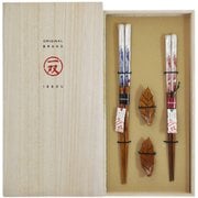 夫婦箸 桐箱入 祝波 ＋ 箸置き ヒイラギ 2膳 39119