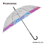 ビニール傘 CONVERSE コンバース クリアアンブレラ 59cm 手開き式 8本骨 オーロラ傘 安全カバー シャイニーホワイト 20250
