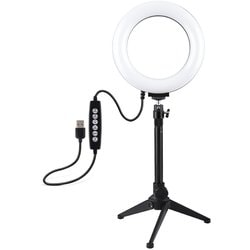 LEDリングライト 16cm RGB 三脚付き FPUL-4048B