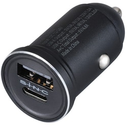 F327 [車内用品 車載充電器 DCアルミパワープラグ PD/C+A Type-A 5V/MAX3A Type-C PD・MAX27W 12V/24V車用]
