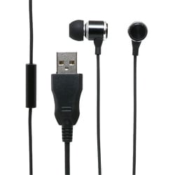 USBヘッドセット カナルタイプ 手元リモコン付き UHP-06/BK