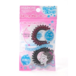 スプリングヘアゴム 2個入 ブラウン＆ブラック