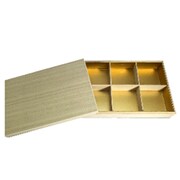 高級桐弁当箱 6仕切 外寸264×180×H56mm 6個 SD197232-6