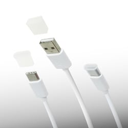USB Type-C ツインケーブル 1m 保護キャップ付き UKJ-TWTC1M WH