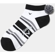 CWA22L C22193207_1010 BK [ゴルフソックス レディース マルチボーダーアンクルソックス 22～24cm ブラック]