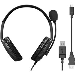 ヘッドセット ステレオ 有線 USB接続 両耳 ブラック HS-HP28UCBK