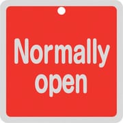 160101 [緑十字 バルブ開閉札 Normally open（赤） 特15-152A 80×80mm 両面表示 アルミ製]