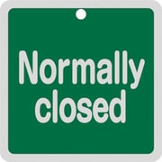 160102 [緑十字 バルブ開閉札 Normally closed（緑） 特15-152B 80×80mm 両面表示 アルミ製]
