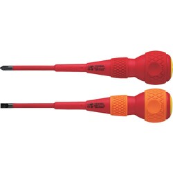 202PS-1 [ベッセル ボールグリップ絶縁ドライバー2本組 ＋2/-6×100mm 各1本]