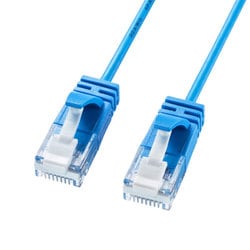 LANケーブル 10m CAT6A準拠 極細 ケーブル径2.8mm ブルー 爪折れ防止 より線 UTP ストレート結線 RJ45 KB-SL6A-10BL
