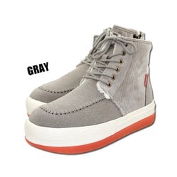 TG-2056 GRAY SS [GODDESS ゴッデス☆ボア！ーツ ボーダームートン スニーカー +enbridgeインソール 厚底 アッパー素材：合成皮革 ソール素材：合成ラバー+合成素材 グレー サイズ：SS]
