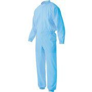 VEHS2100B-5L [ベルデクセル 男女共用 ツナギ型白衣 VEHS2100B 超薄 ブルー 5L]