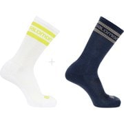 SALOMON 365 CREW 2-PACK LC1816900 WHITE/NEON YELLOW SCFL/DARK DENIM Lサイズ [アウトドア ソックス]