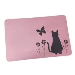 ソフト珪藻土パウダー吸水バスマット猫とちょうちょ TRB-0001
